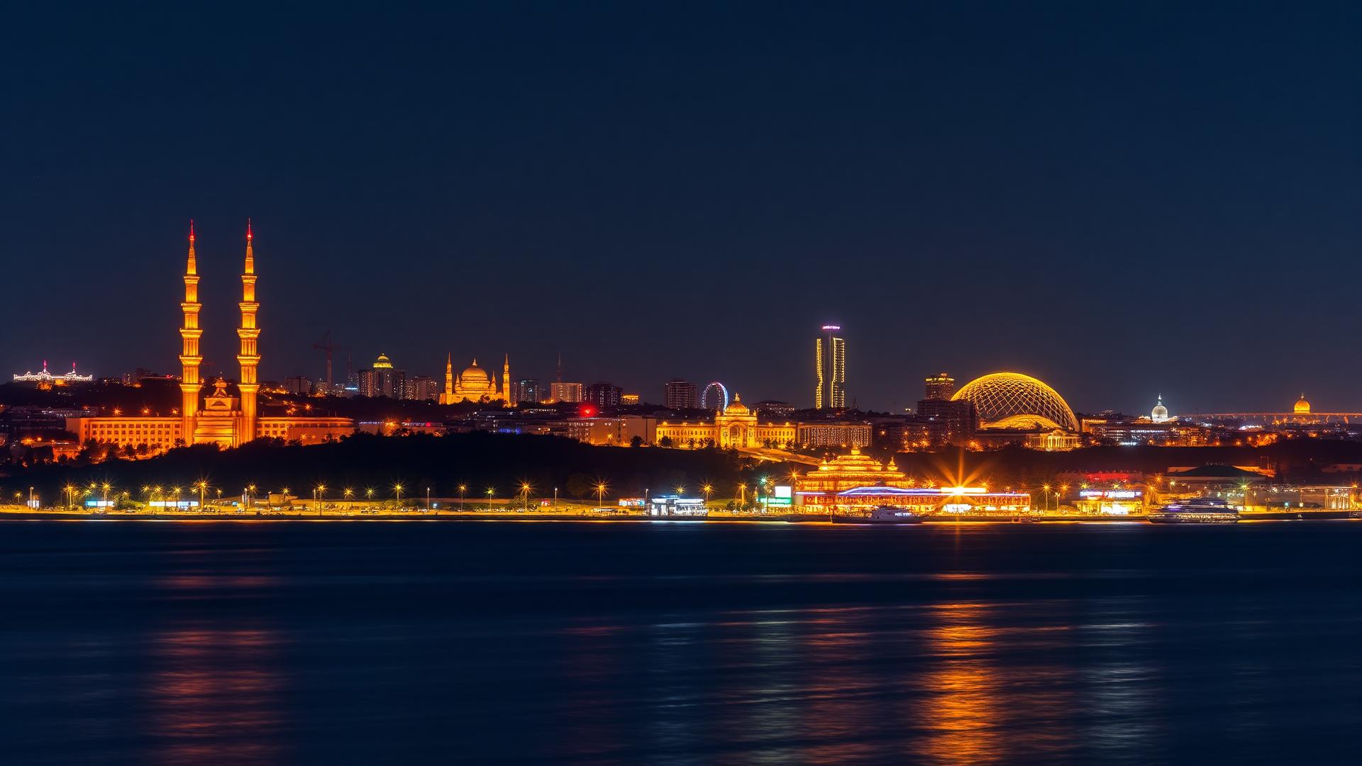 Baku night skyline